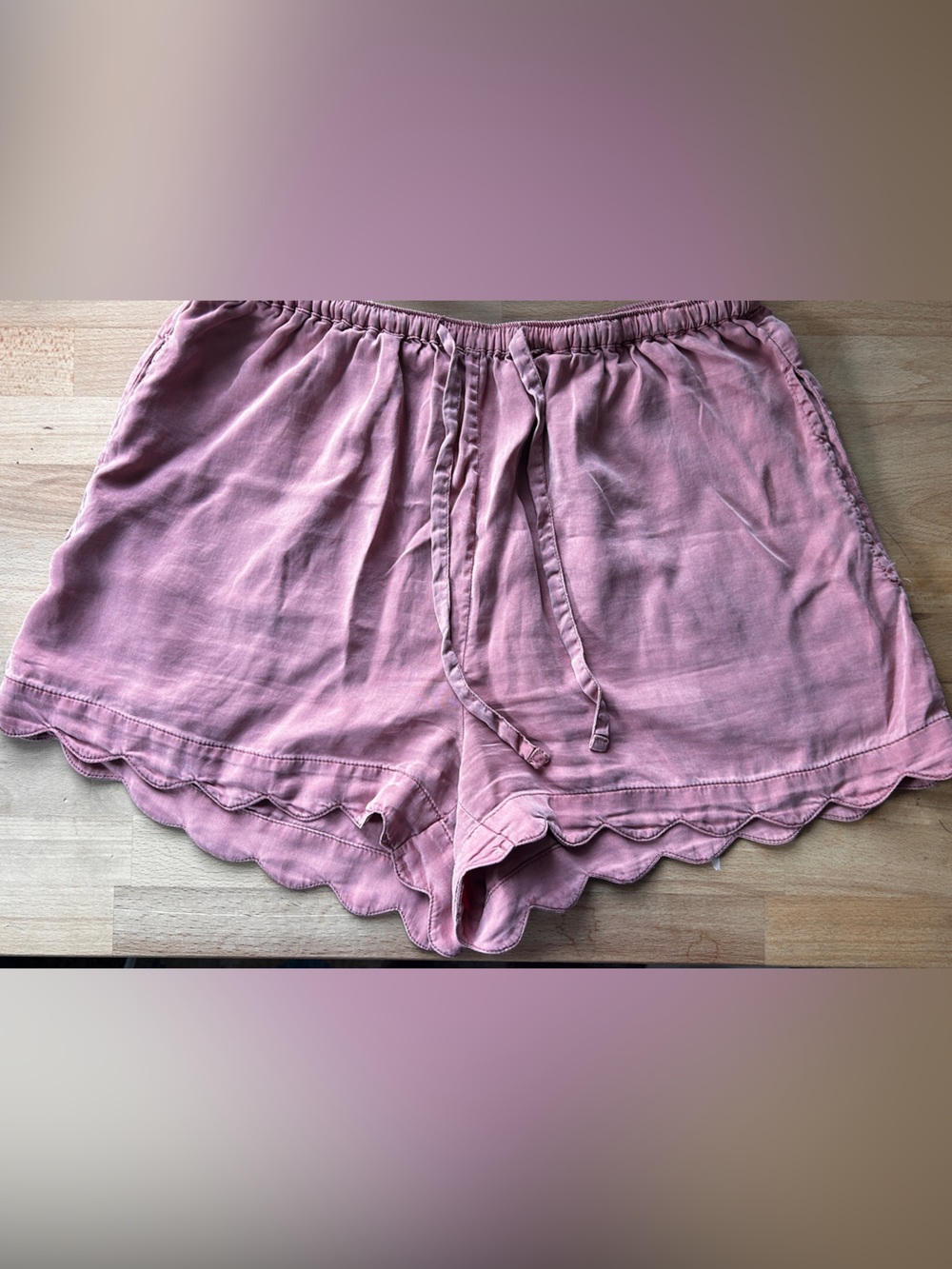 Underprotection Women's Scalloped Hem Shorts - Dusty Rose Size XS